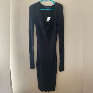 NWT Derek Heart V Neck Long Sleeve Black Small Women Bodycon Dress